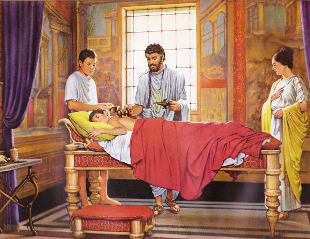 Artist's reconstruction of Roman healing.
